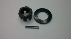 Castellated nut, washer & locking pin